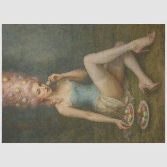 Soft Confection Muse – Macaron Rococo Decoupage Tissue Paper (Front)