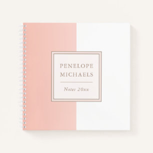 Soft Coral and White Colour Block Notebook