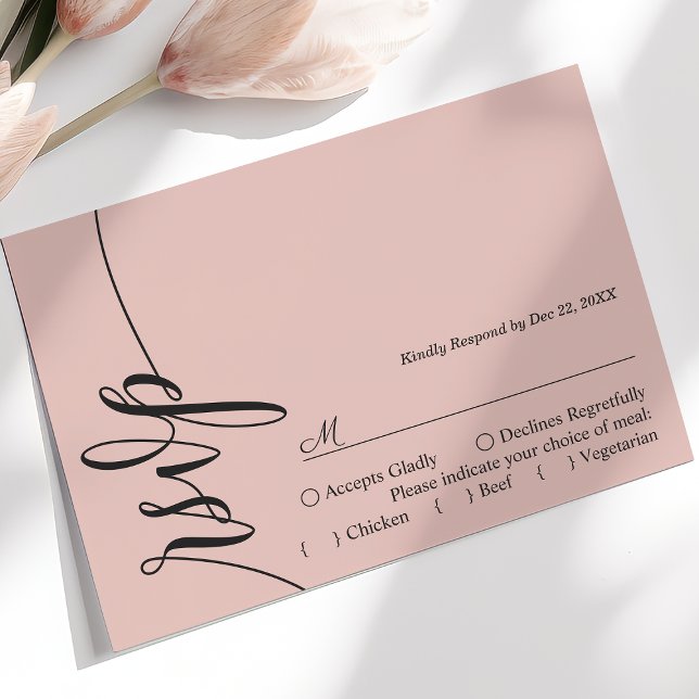 Soft Coral Elegant Calligraphy Wedding RSVP Card (Creator Uploaded)