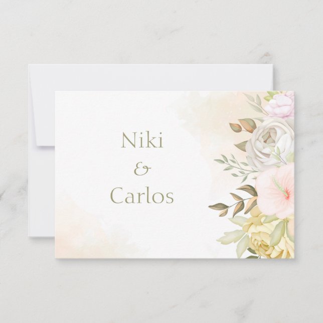 Soft Coral Personalized Thank You/Note Card (Front)