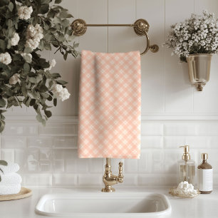 Soft Coral Plaid Towels Elegant Bath Essentials