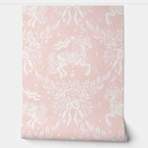 Soft Coral Rococo Carousel Horses & Florals