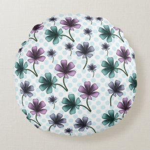 Soft Cottagecore Floral Pattern   Pastel Aesthetic Round Pillow