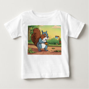 Soft Cotton Baby T-Shirt with Cartoon Squirrel Pri
