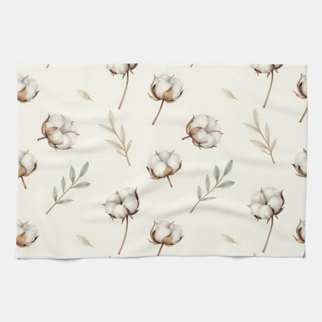 Soft Cotton Blossom Botanical Pattern Kitchen Towel (Horizontal)