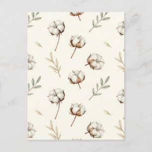 Soft Cotton Blossom Botanical Pattern Postcard
