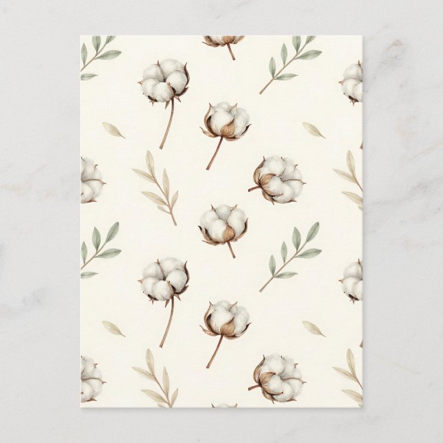 Soft Cotton Blossom Botanical Pattern Postcard (Front)