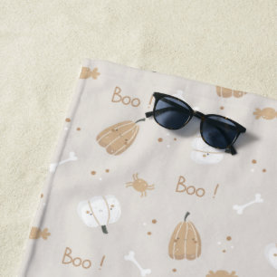Soft Cozy Halloween Pattern Beach Towel