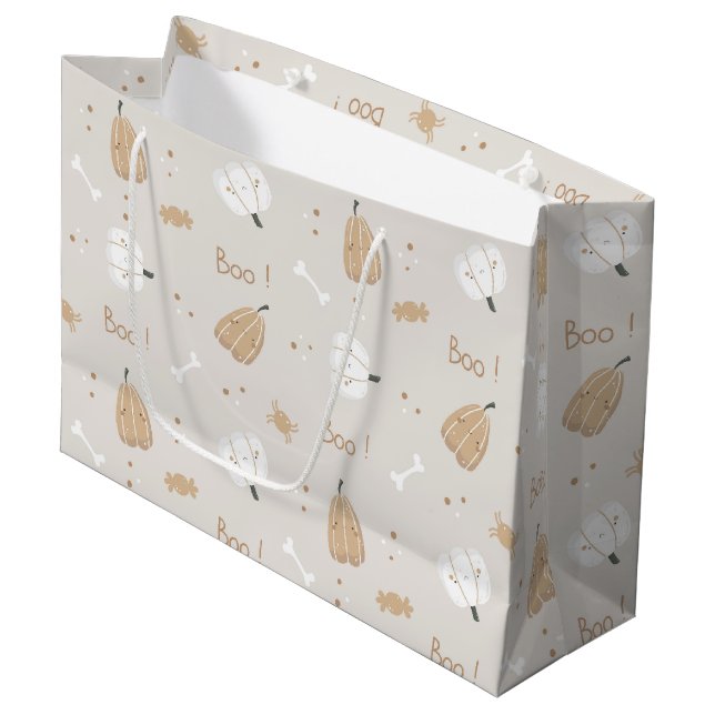 Soft Cozy Halloween Pattern Large Gift Bag (Front Angled)
