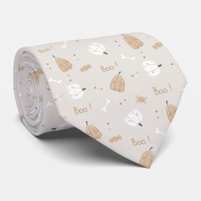 Soft Cozy Halloween Pattern Neck Tie (Rolled)