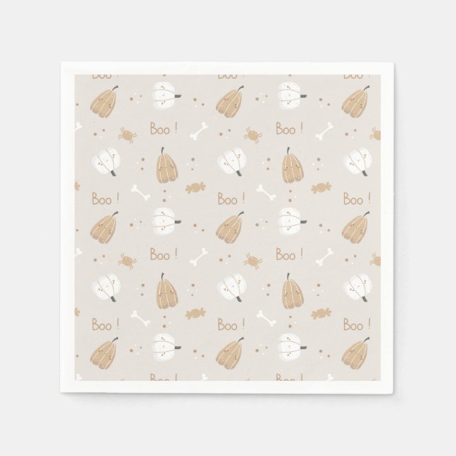Soft Cozy Halloween Pattern Paper Napkins (Front)