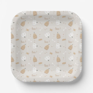 Soft Cozy Halloween Pattern Paper Plates