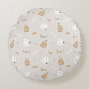 Soft Cozy Halloween Pattern Round Pillow