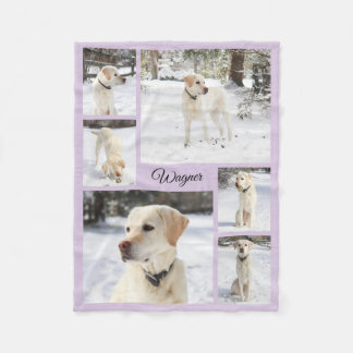 Soft cozy pet photo collage lavender fleece blanket