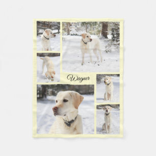 Soft cozy pet photo collage yellow fleece blanket