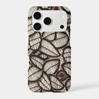 Soft Cream Skeletal Lace Red Rose Accents