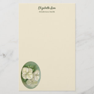 Soft Cream White Pastel Hydrangea Floral Stationery