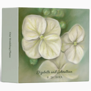 Soft Cream White Pastel Hydrangea Floral Wedding Binder