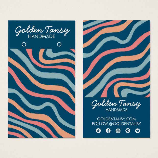 Soft Curves Blue Earring Jewellery Display Card (Front & Back)