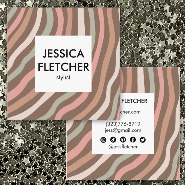 Soft  Curves Earthy Neutral Minimalist Social Icon Square Business Card (Creator Uploaded)