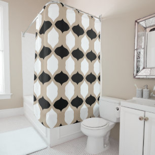 Soft Curves Pattern - Taupe, Black and White