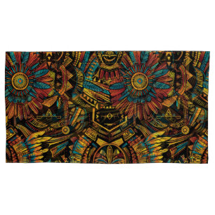 Soft Cyan "Aztec Dream" Plush King Pillowcase