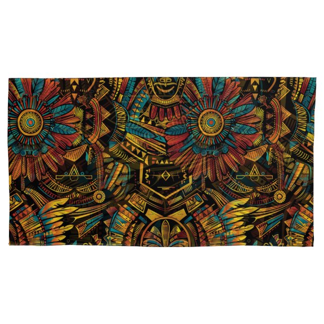 Soft Cyan "Aztec Dream" Plush King Pillowcase (Front)