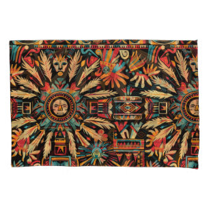 Soft Cyan "Aztec Dream" Standard Pillowcase