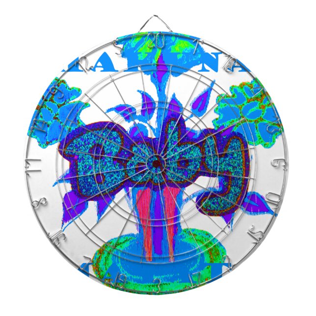 Soft Cyan Blue Flower Art: A Baby's Touch.  Dartboard (Front)