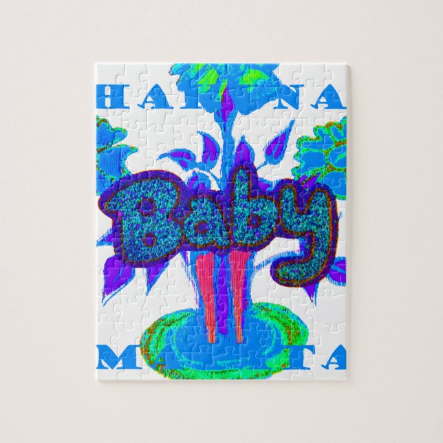 Soft Cyan Blue Flower Art: A Baby's Touch.  Jigsaw Puzzle (Vertical)