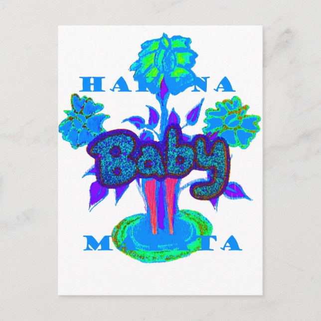 Soft Cyan Blue Flower Art: A Baby's Touch.  Postcard (Front)