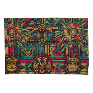 Soft Cyan "Eclipsed Suns and Pyramids" Cotton Pill Pillowcase