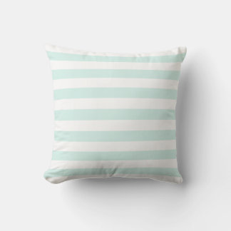 Soft Cyan Green Pastel & White Lines Pattern Throw Pillow