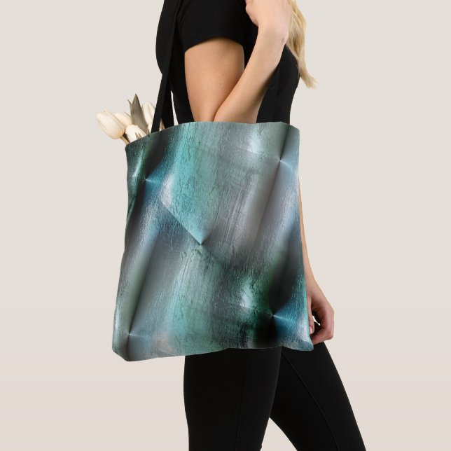 Soft cyan grey rocky texture with digital details  tote bag (Close Up)