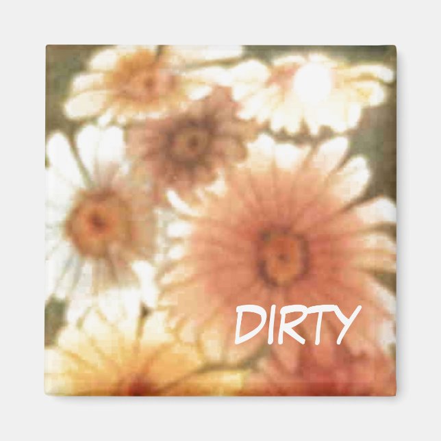 "Soft Daisy" Dirty Dishwasher Status Floral Magnet (Front)