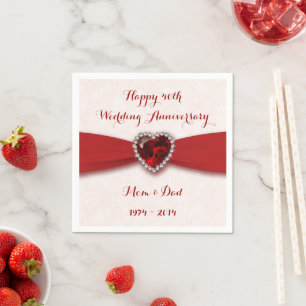 Soft Damask 40th Anniversary Paper Napkins
