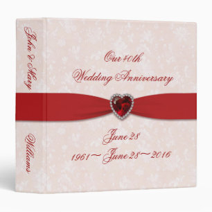 Soft Damask 40th Mariage Anniversary 1,5" Classeur