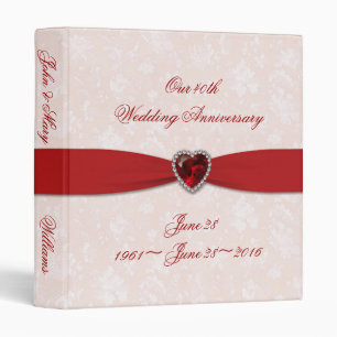 Soft Damask 40th Mariage Anniversary 1" Classeur