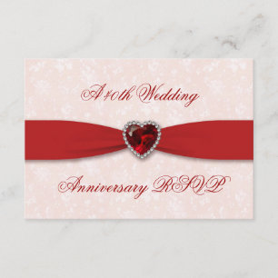 Soft Damask 40th Wedding Anniversary RSVP