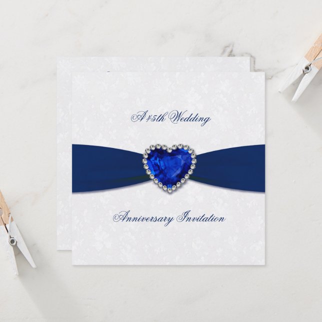 Soft Damask 45th Mariage Anniversaire Invitation (Devant/Arrière en situation)