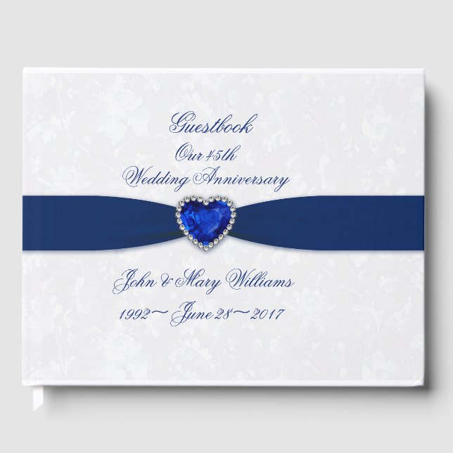 Soft Damask 45th Wedding Anniversary Guestbook (Front)