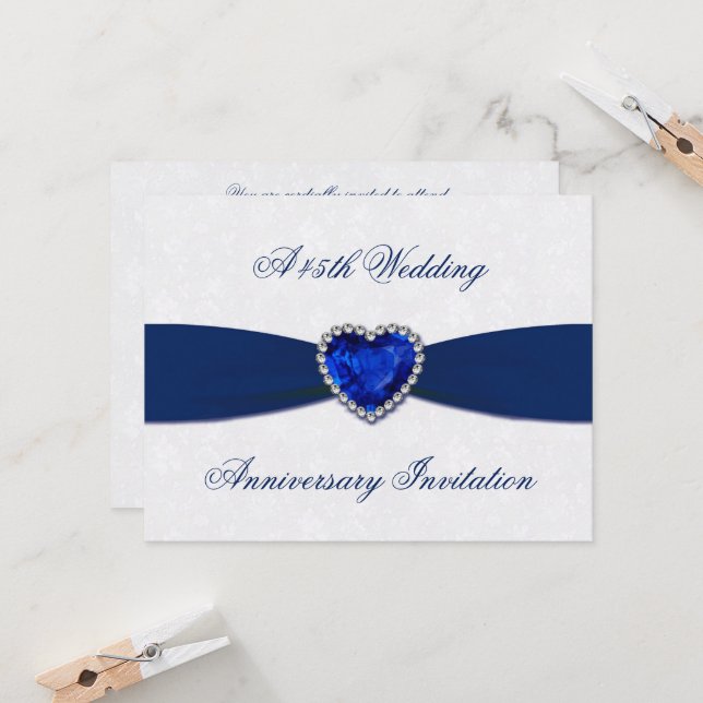 Soft Damask 45th Wedding Anniversary Invite (Front/Back In Situ)