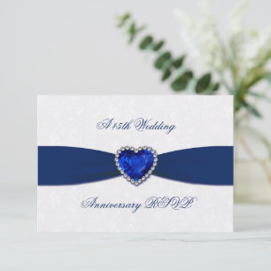 Soft Damask 45th Wedding Anniversary RSVP Card