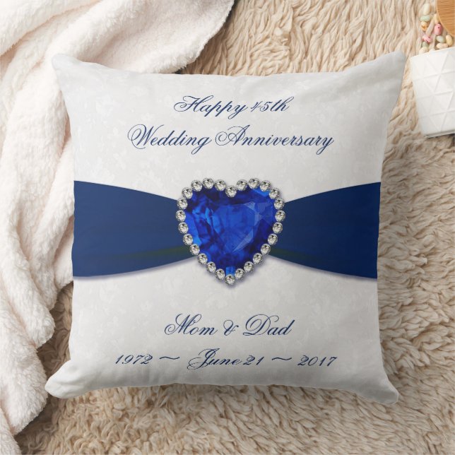 Soft Damask 45th Wedding Anniversary Throw Pillow (Blanket)
