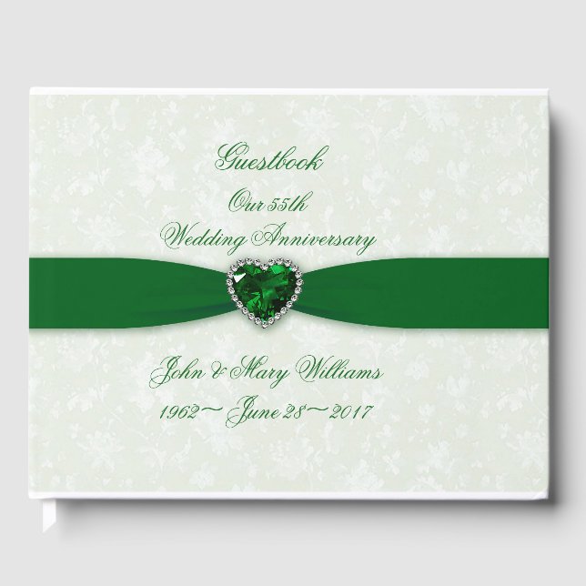 Soft Damask 55th Wedding Anniversary Guestbook (Front)