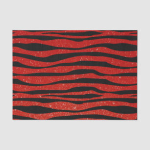 Soft Dark Red Glitter Zebra Animal Print Tissue Paper