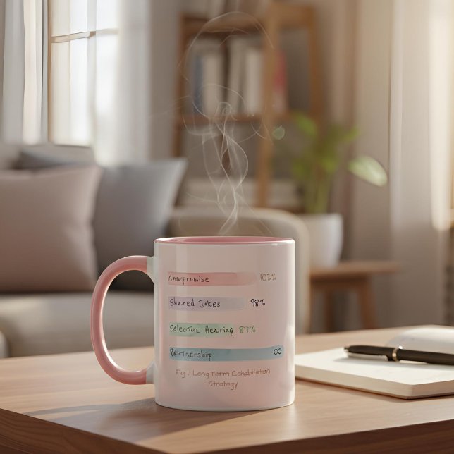 Soft Data | By the Numbers | Blush Relationship Two-Tone Coffee Mug (Lifestyle Shot)