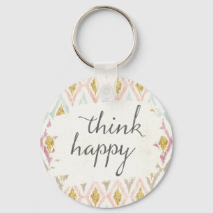 Soft Deco V   Think Happy Keychain