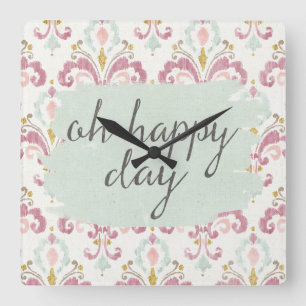 Soft Deco VI   Oh Happy Day Square Wall Clock