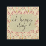 Soft Deco VI | Oh Happy Day Wood Wall Art<br><div class="desc">A watercolor design with a soft damask background and cute,  typography phrase. Artist: Anne Tavoletti</div>